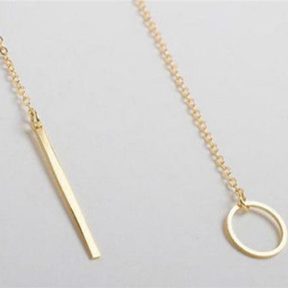 Circle And Bar Closure Lariat Necklace - Picture 5 of 5